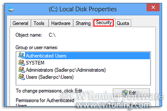 Remove the Security Tab - This tweak fits for Windows 8