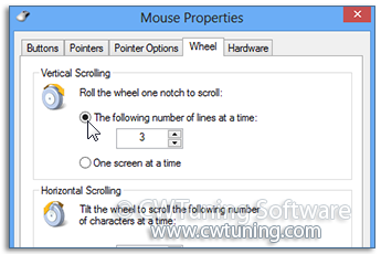 Change mouse's wheel scroll rate - This tweak fits for Windows 8