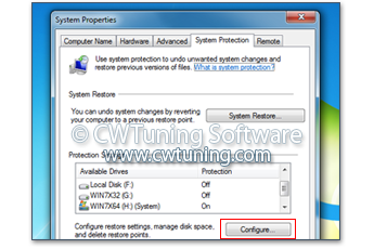 Disable changing settings of System Restore - This tweak fits for Windows Vista