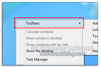 Do not display any custom toolbars in the taskbar - WinTuning Utilities: Optimize, boost, maintain and recovery Windows 7, 10, 8 - All-in-One Utility