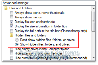 Force files and folders to not be shown - This tweak fits for Windows 7