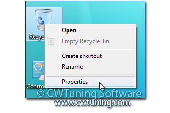 Remove the properties item of the «Recycle Bin» icon - This tweak fits for Windows 7