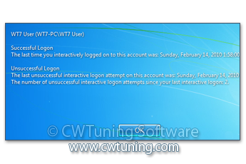 WinTuning 7: Optimize, boost, maintain and recovery Windows 7 - All-in-One Utility - Display information about previous logon