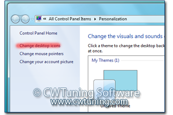 WinTuning 7: Optimize, boost, maintain and recovery Windows 7 - All-in-One Utility - Hide «Change desktop icons» link