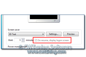 WinTuning 7: Optimize, boost, maintain and recovery Windows 7 - All-in-One Utility - On resume, display logon screen